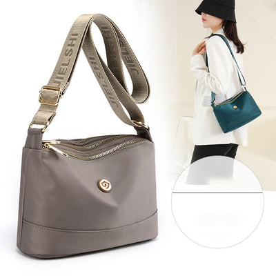 Triple Zip Small Crossbody Bag Lightweight Waterproof Nylon Shoulder Purses Handbags