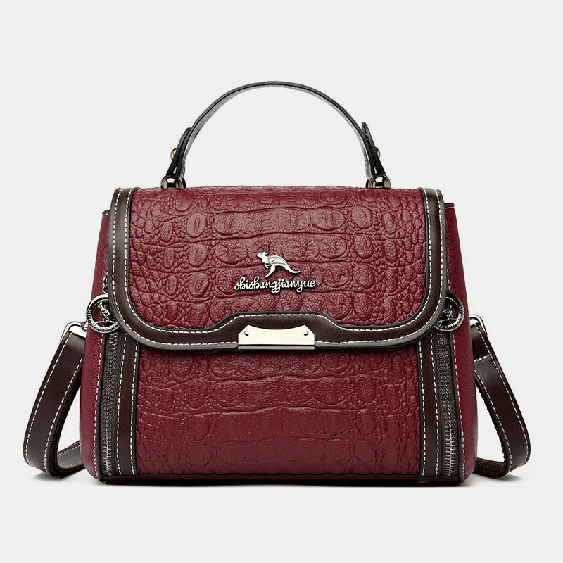 Crocodile Print Handbag For Women Roomy PU Leather Crossbody Bag