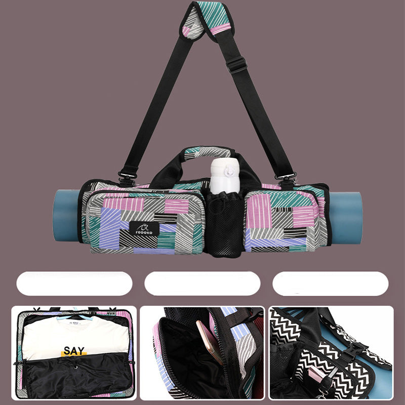 Exercise Yoga Mat Bag Carrier for Women Men with Multi-Pockets Adjustable Strap