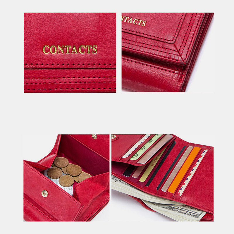 Multifunctional Genuine Leather Short Wallet