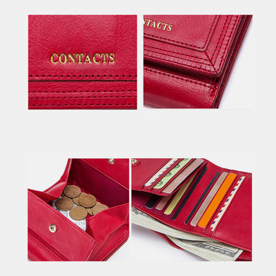 Multifunctional Genuine Leather Short Wallet