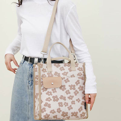 Floral Crossbody Tote For Office Cute Nylon Shoulder Purse