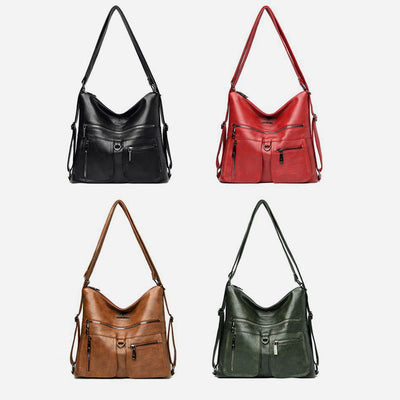 Solid Color Tote Convertible Backpack Shoulder Bag For Commuter