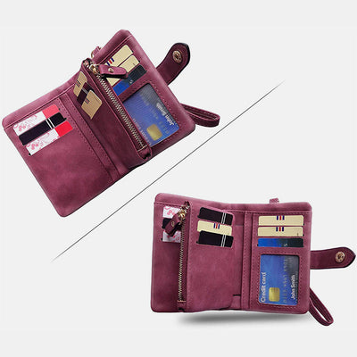 Trifold Cute Ladies Wallet Faux Leather Wristlet Coin Purse