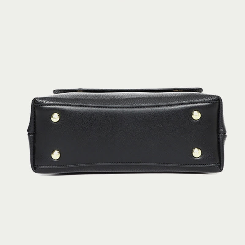 Retro Top Handle Bag For Women Lychee Pattern Leather Bag