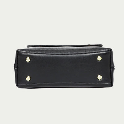 Retro Top Handle Bag For Women Lychee Pattern Leather Bag