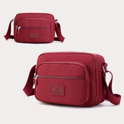 4 Zip Crossbody Bag Lightweight Nylon Purse for Women