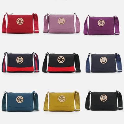 Triple Zip Small Crossbody Bag Lightweight Waterproof Nylon Handbag for Women