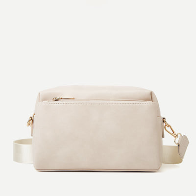 Triple Zip Small Crossbody Bag Faux Leather Casual Handbag Camera Purse