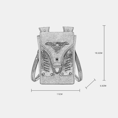 Steampunk Small Crossbody Bag Shoulder Purse Cellphone Satchel with Belt Loop