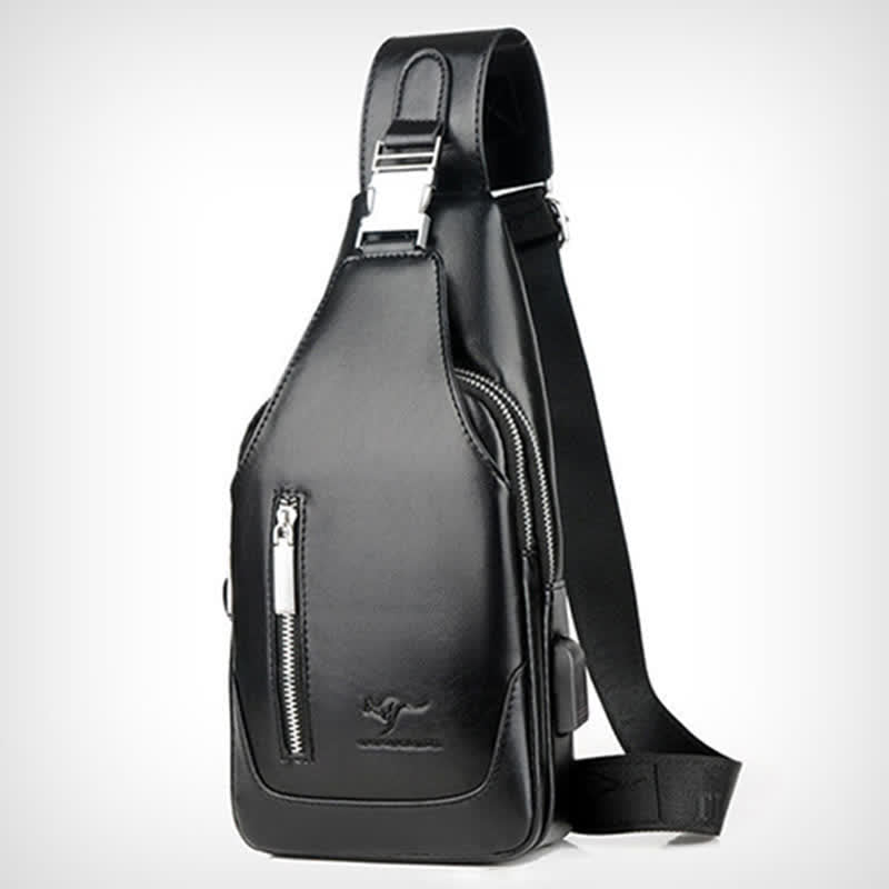 Men's Anti-theft Vintage Sling Bag with USB Charging Port