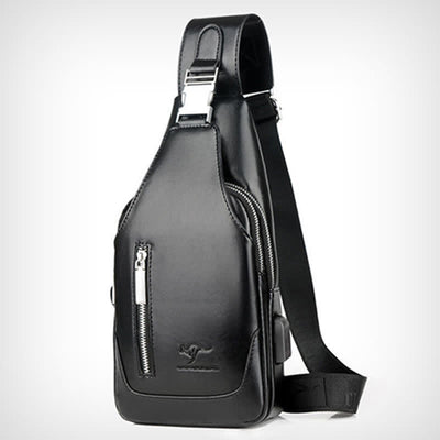 Men's Anti-theft Vintage Sling Bag with USB Charging Port