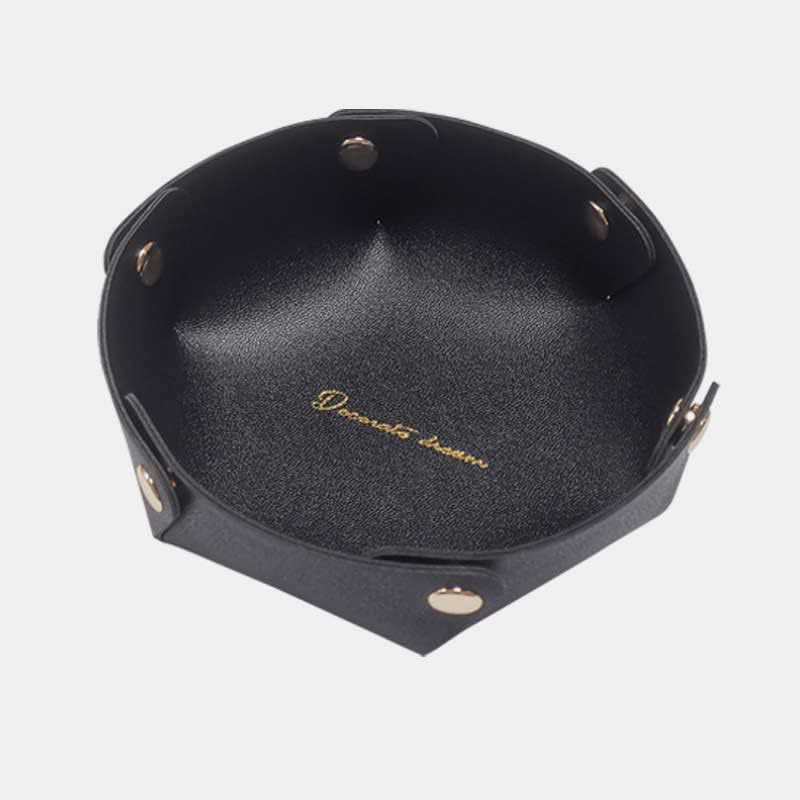 Foldable Leather Valet Tray Small Catchall Jewelry Travel Table Organizer