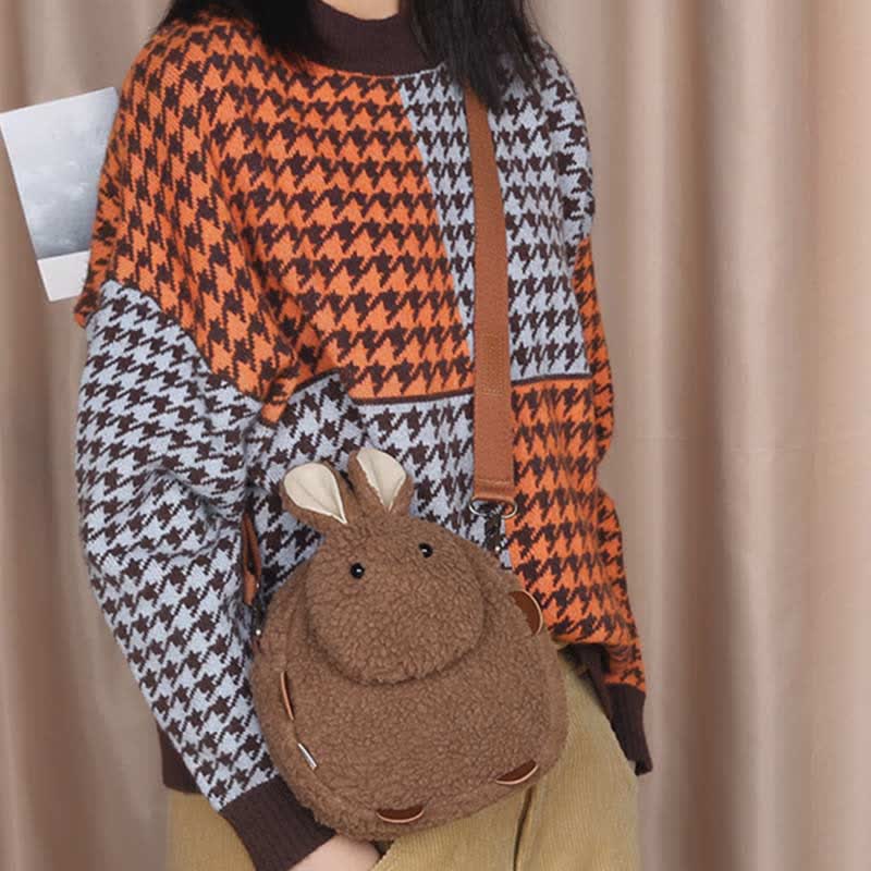 Cute Plush Bunny Crossbody Bag Fluffy Rabbit Shoulder Bag Handbags