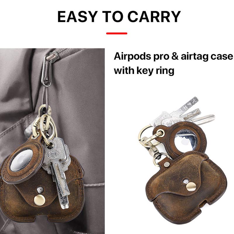 Airpods Pro Leather Case with Airtag Holder