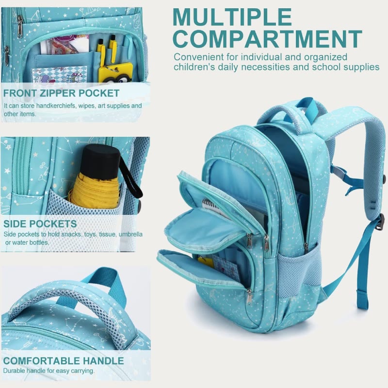 Backpack for Girls Embroidery School Bag with Lunch Box for Kids Teen