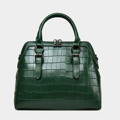Elegant Handbag Pure Color Crocodile Print Leather Crossbody Bag