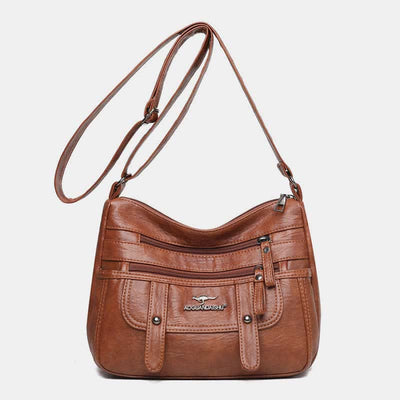 Crossbody Bag for Women Multi-Pocket Soft Leather Zipper Pocket Shoulder Purse