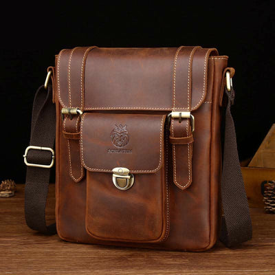 Small Leather Messenger Bag Shoulder Purse Cross Body Retro Handbag