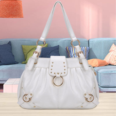 Multifunctional Pleated Tote Women Classic Plain Color Underarm Purse