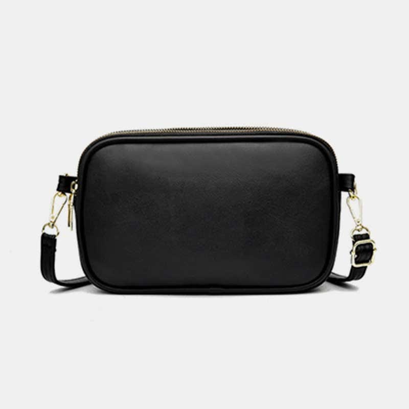 Triple Zip Crossbody Bag Quilted Leather Shoulder Purse for Women