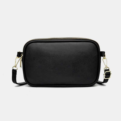 Triple Zip Crossbody Bag Quilted Leather Shoulder Purse for Women