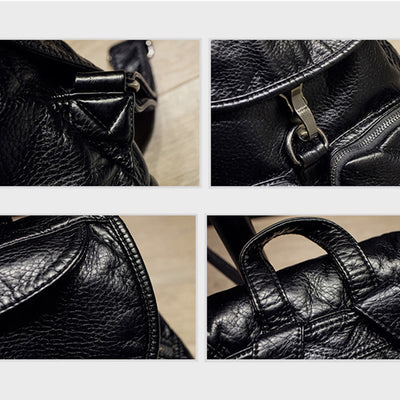 Soft Leather Travel Backpack Small Waterproof Casual Daypack Backpacks for Women