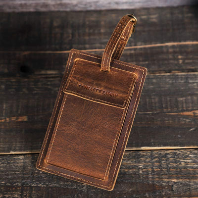 Retro Leather Airtag Holder Luggage Tag