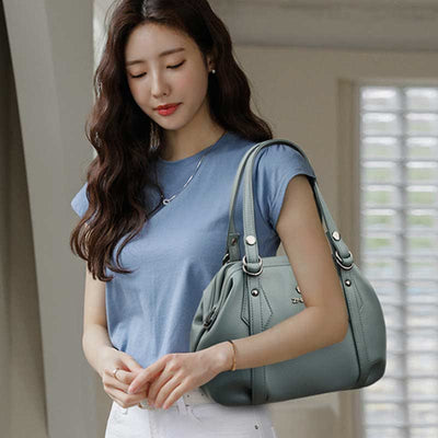 Shoulder Bag for Women Vegan Leather Tote Handbag with Zipper Closure