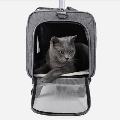 Rolling Pet Carrier Foldable Breathable Pull Rod Pet Bag