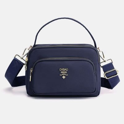 Triple Zip Crossbody Bag for Women Waterproof Lightweight Nylon Shoulder Handbag