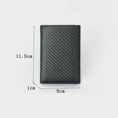 Trifold Mens Leather Wallet RFID Blocking Minimalist Carbon Fiber Pattern Wallet