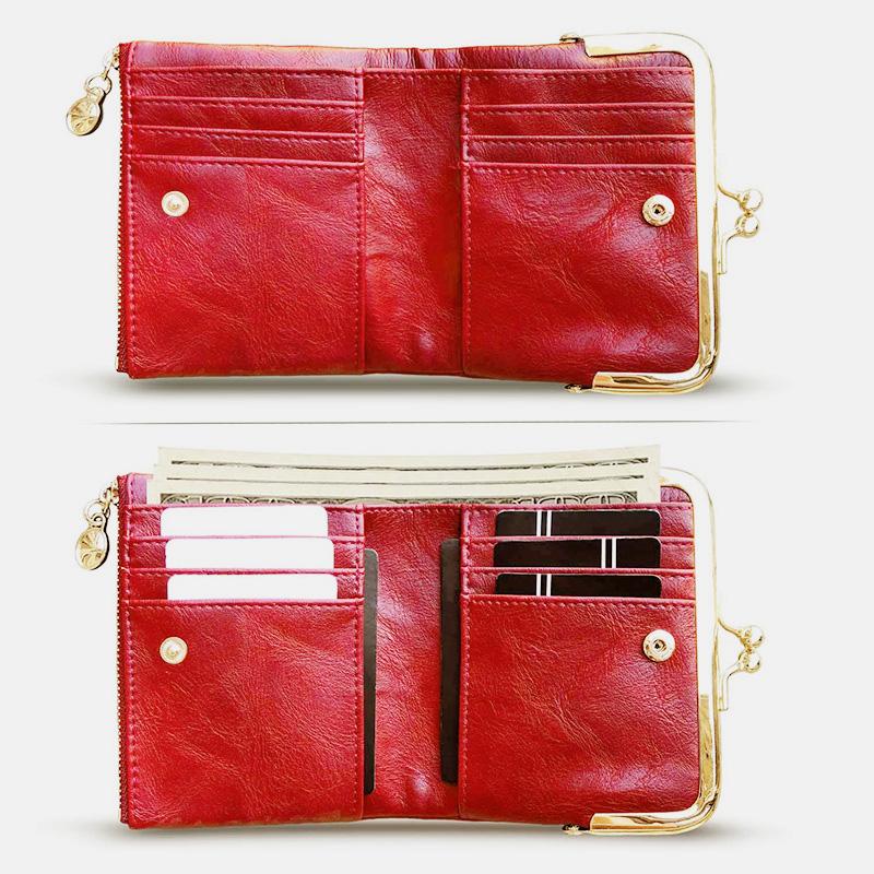 Multifunctional Bifold Vintage Kiss Lock Coin Purse