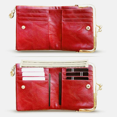 Multifunctional Bifold Vintage Kiss Lock Coin Purse