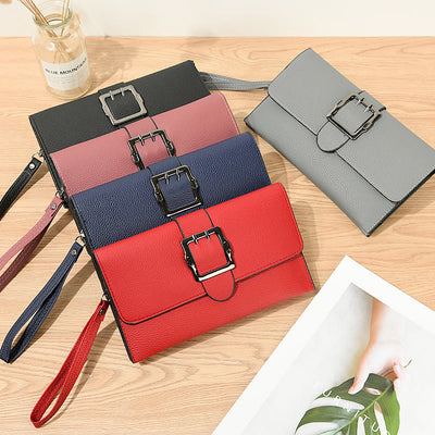 Lychee Pattern Envelope Style Wallet Women Classic Leather Bag
