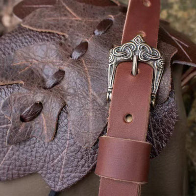 Medieval Crossbody Bag For Women Leaves Pattern Clamshell Drawstring Purse