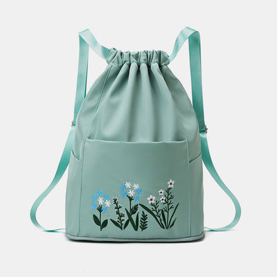 Large Capacity Waterproof Foldable Floral Embroidery Fitness Travel Backpack