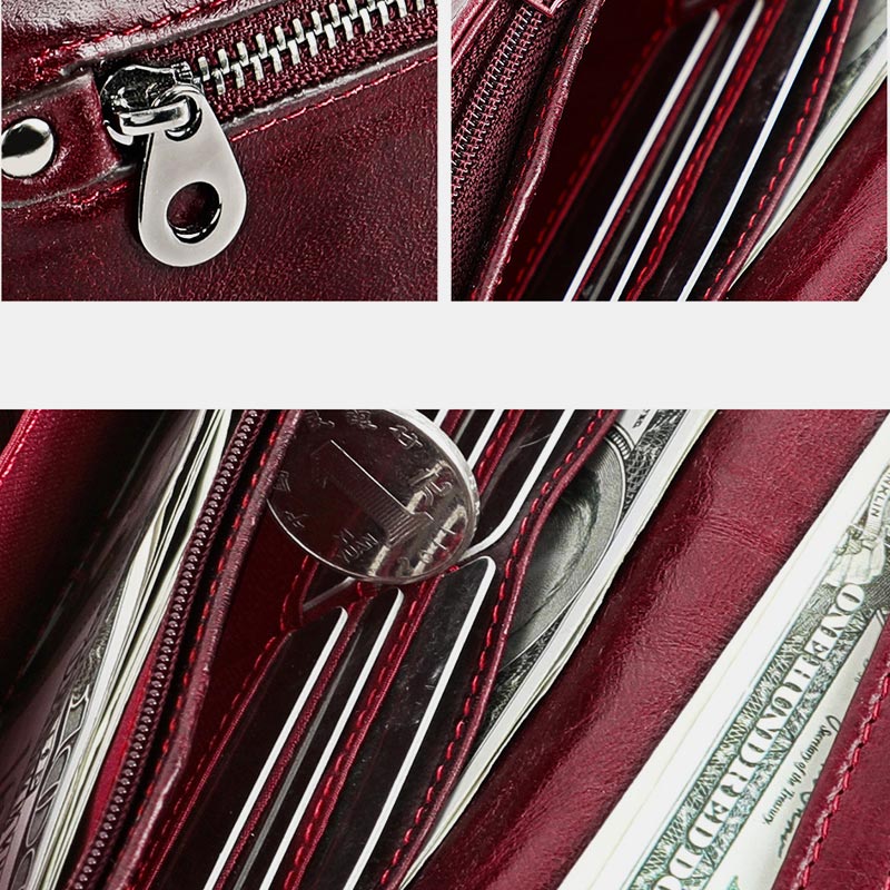 Money Manager RFID Women's Leather Wallet Cellphone Holder Clutch Organizer