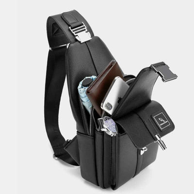 Men Leather Sling Bag Multipurpose Casual Bag Chest Bag Shoulder Bag