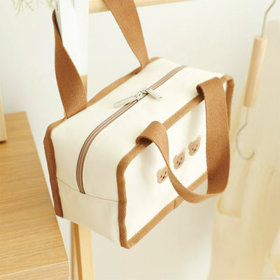 Cute Embroidery Lunch Bag Canvas Mommy Bag Baby Adult Portable Lunch Box