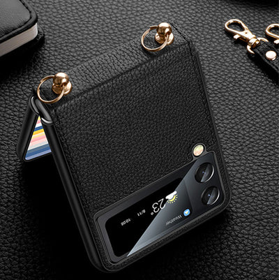 Crossbody Phone Case Samsung Z Flip 4 Folding Screen Leather Protective Cover
