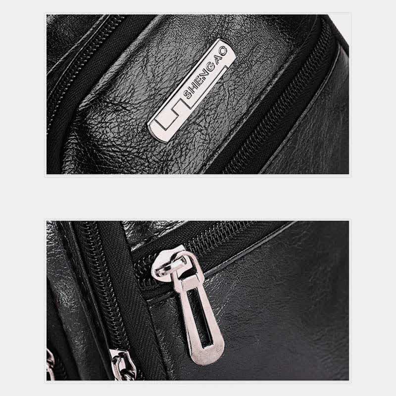 Leather Sling Bag for Men Outdoor Travel Chest Pack Daypack Backpack