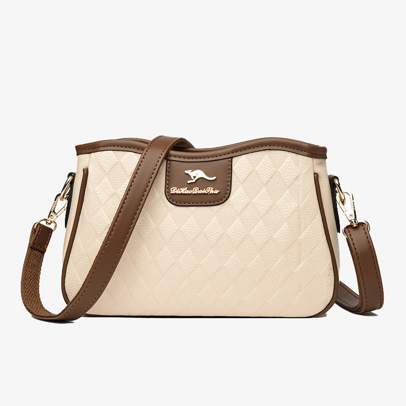 Crossbody Square Bag For Women Diamond Pattern Leather Commuter Purse