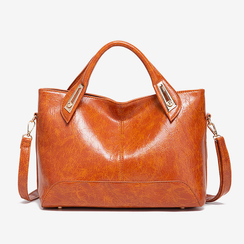 Vintage Tote For Women Wax Genuine Leather Crossbody Bag