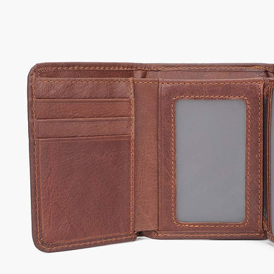 Men's Trifold Durable Wallets RFID Blocking Soft Genuine Leather Wallet