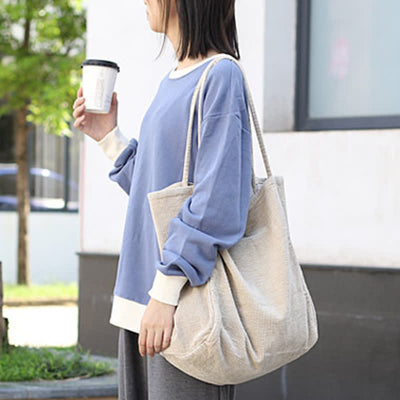 Extra Large Corduroy Tote Bag Casual Shopping Bag Shoulder Handbag