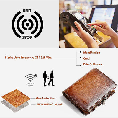 RFID Anti-Theft Leather Retro Wallet