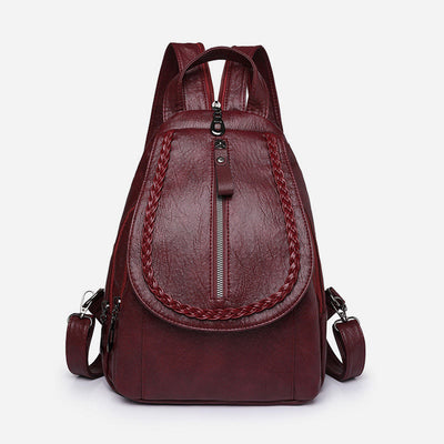 Twist Clamshell Leather Backpack Convetible Sling Bag For Women