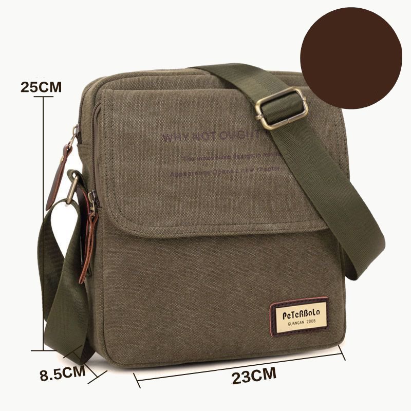 Men's Thicken Canvas Bag Durable Wide Strap Crossbody Shoulder Bag