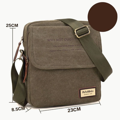 Men's Thicken Canvas Bag Durable Wide Strap Crossbody Shoulder Bag